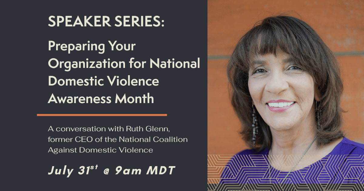 Event poster: split layout with talk title on the left and a smiling woman on the right against an orange wall.